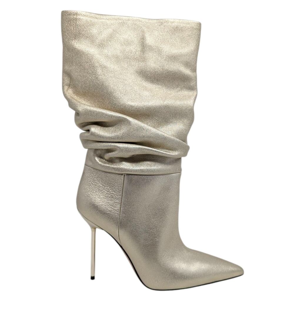 Paris Texas Metallic Gold Leather Slouch Boots | Size 36.5 | Made in Italy